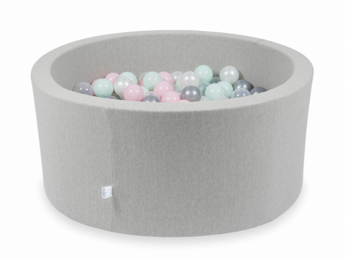 Piscine à Balles gris clair 90x40 avec boules 300pcs (transparent, perle, argent, rose bébé, menthe clair)
