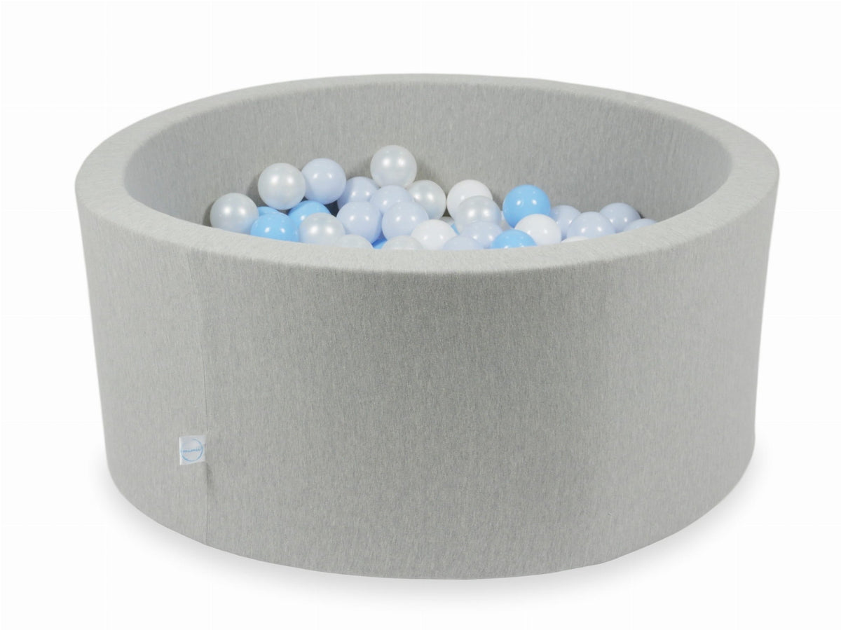 Piscine à Balles gris clair 90x40 avec boules 300pcs (blanc, perle, bleu bébé, bleu bébé perle)