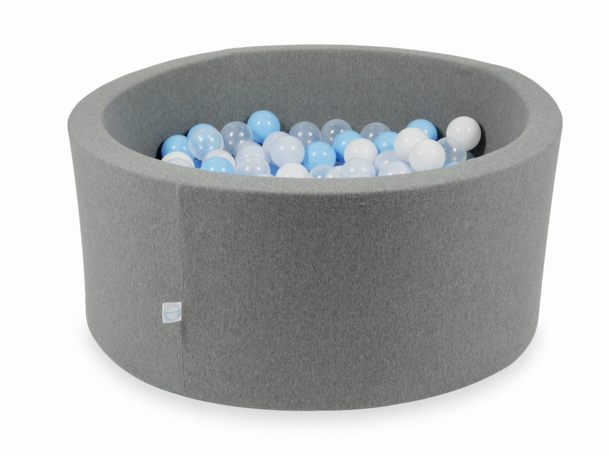 Piscine à Balles gris 90x40 avec balles 300pcs (transparent, blanc, bleu bébé, bleu bébé perle)