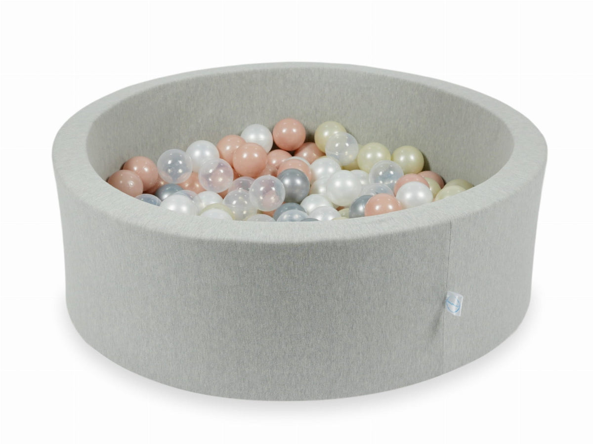 Piscine à Balles gris clair 90x30 avec boules 200pcs (transparent, perle, argent, or rose, or clair)