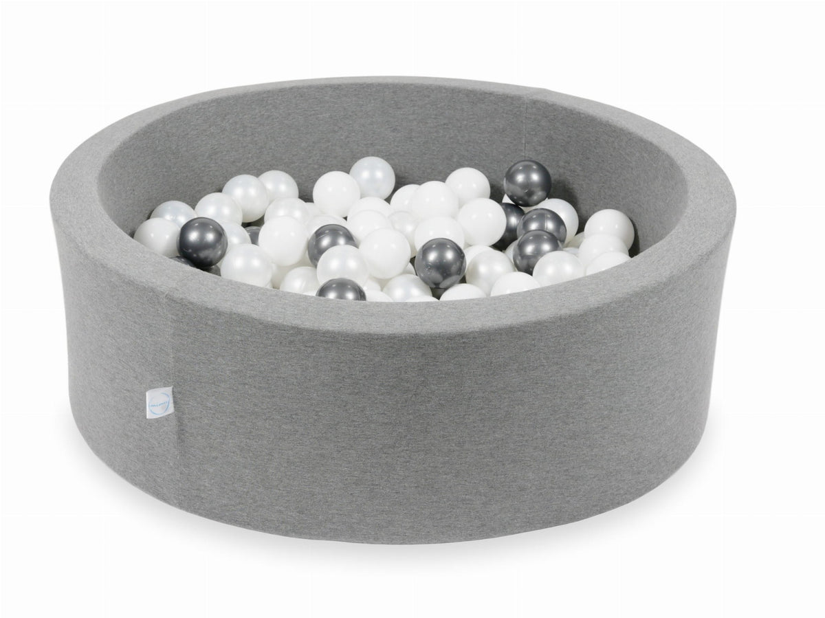 Piscine à Balles gris 90x30 avec boules 200pcs (blanc, perle, graphite métallisé)