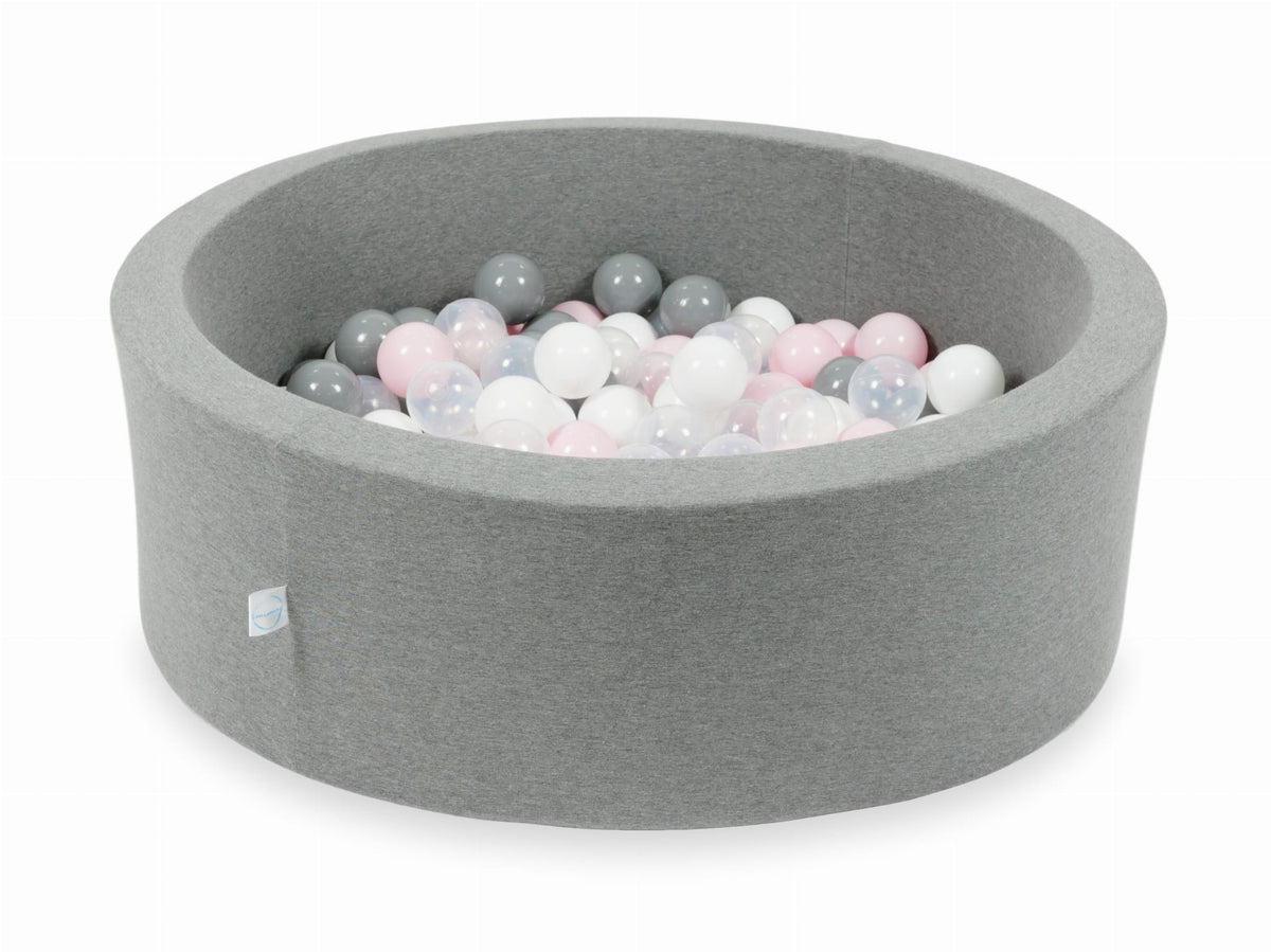 Piscine à Balles gris 90x30 avec balles 200pcs (transparent, blanc, gris, rose bébé)