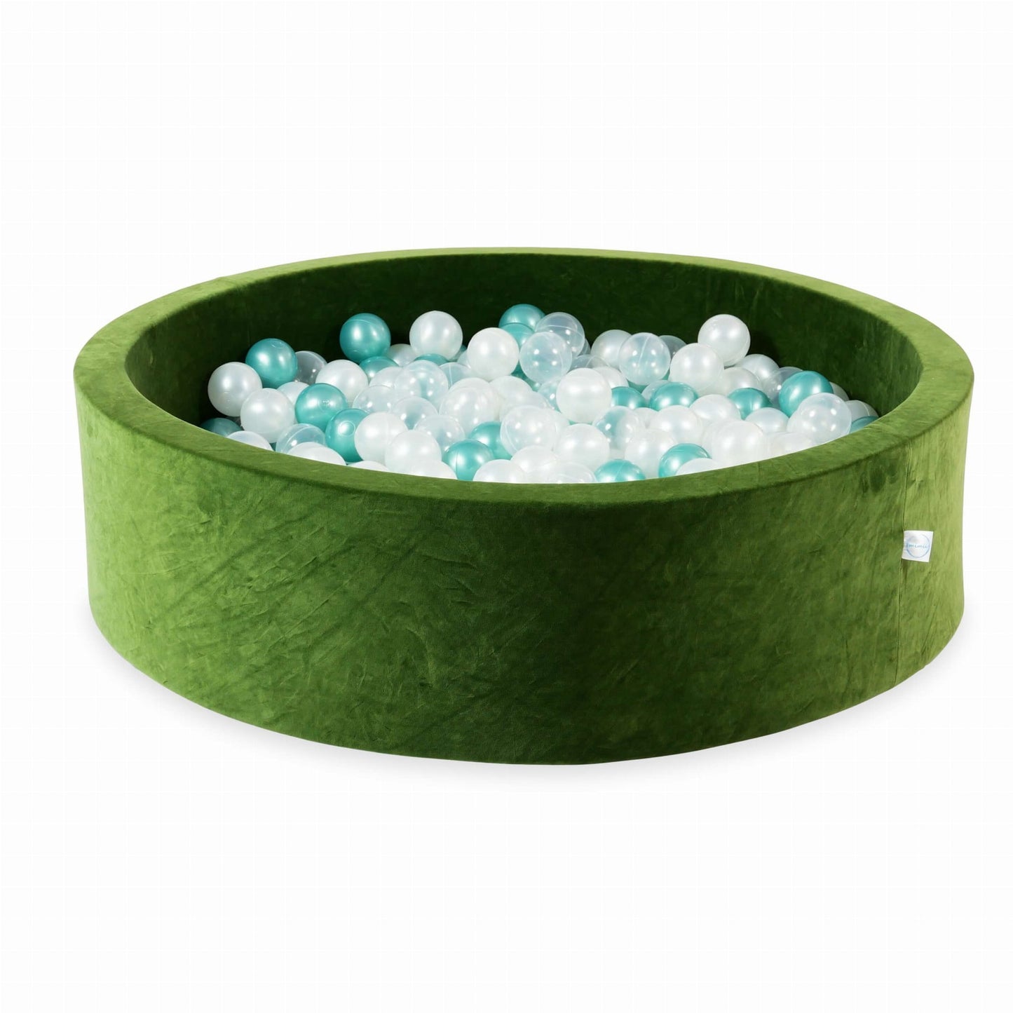 Piscine à balles 110x30 Velvet Soft Olive avec balles 400 pcs. (transparent, nacré, turquoise métallisé)