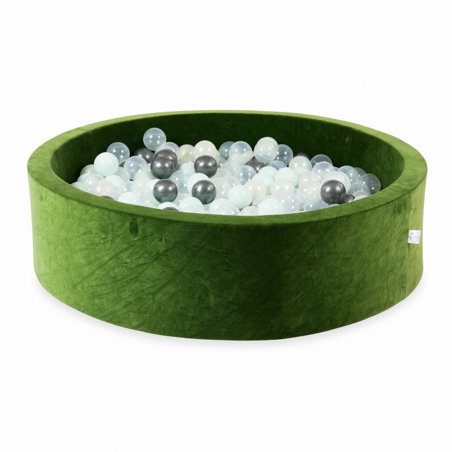 Piscine à balles 110x30 Velvet Soft Olive avec balles 400 pcs. (transparent, menthe, graphite métallisé, effet sirène)