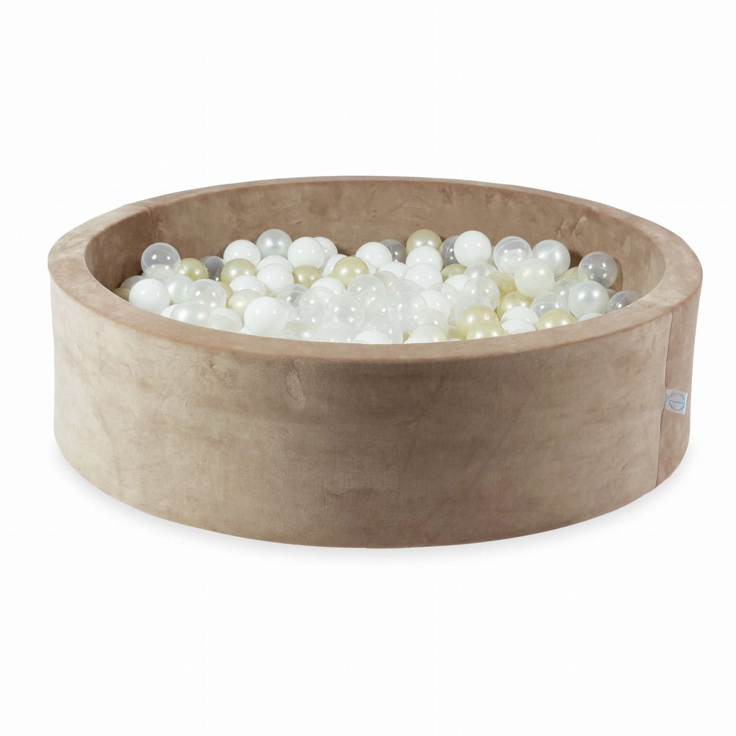 Piscine à Balles 110x30 Velvet Soft Beige Foncé avec balles 400 pcs. (transparent, blanc, nacré, doré clair, effet sirène)