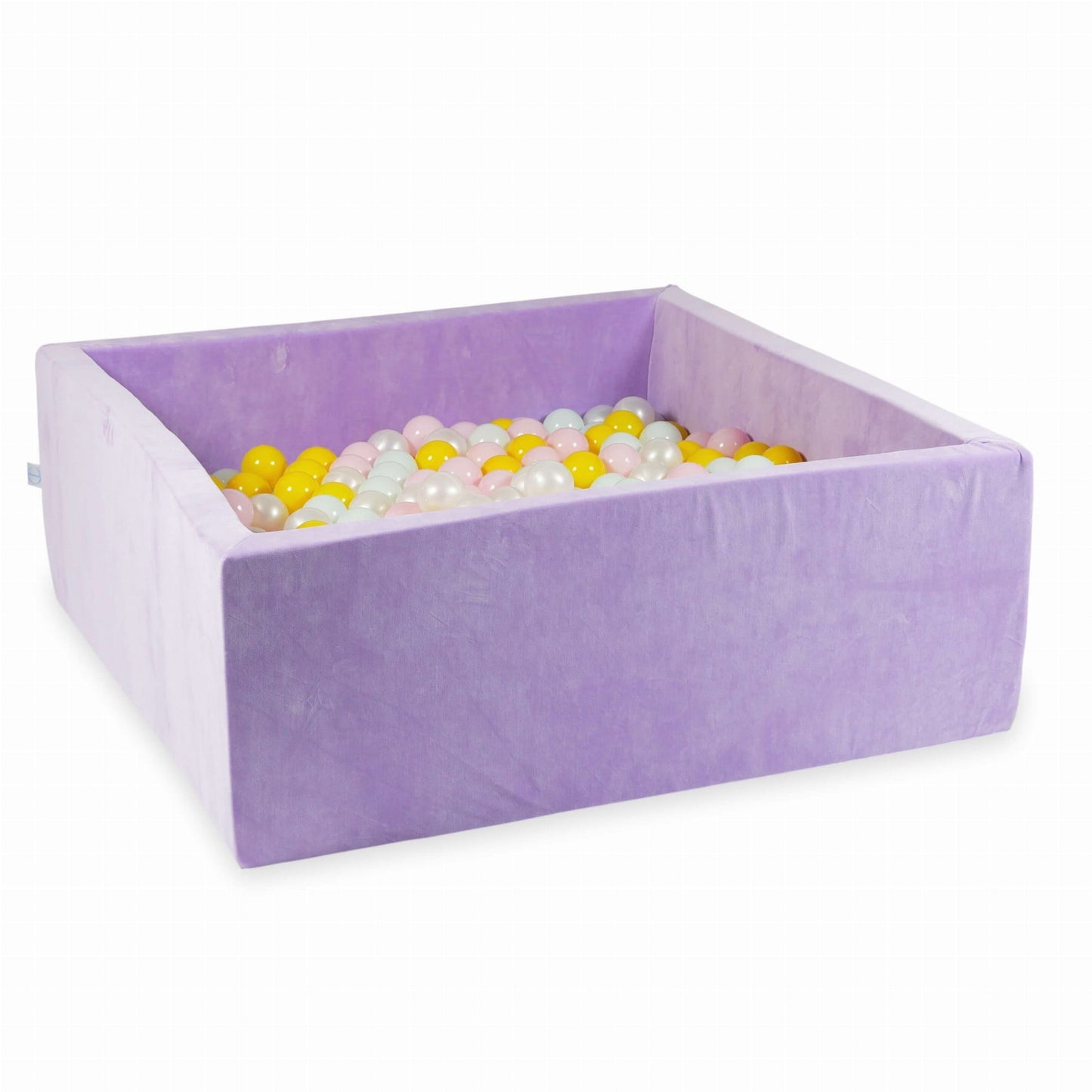 Piscine à Balles 110x110x40 Velvet Soft Violet avec balles 600 pcs. (perle, rose bébé, jaune, menthe clair)