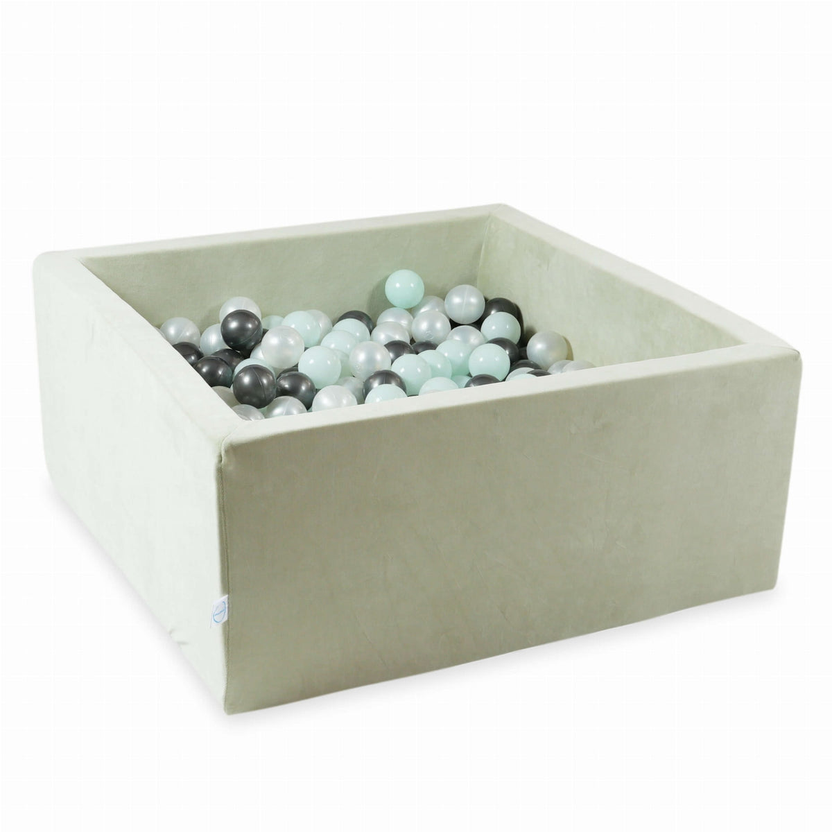 Piscine à Balles 90x90x40 Velvet Soft Lightmint avec balles 400 pcs. (perle, menthe claire, graphite métallique)