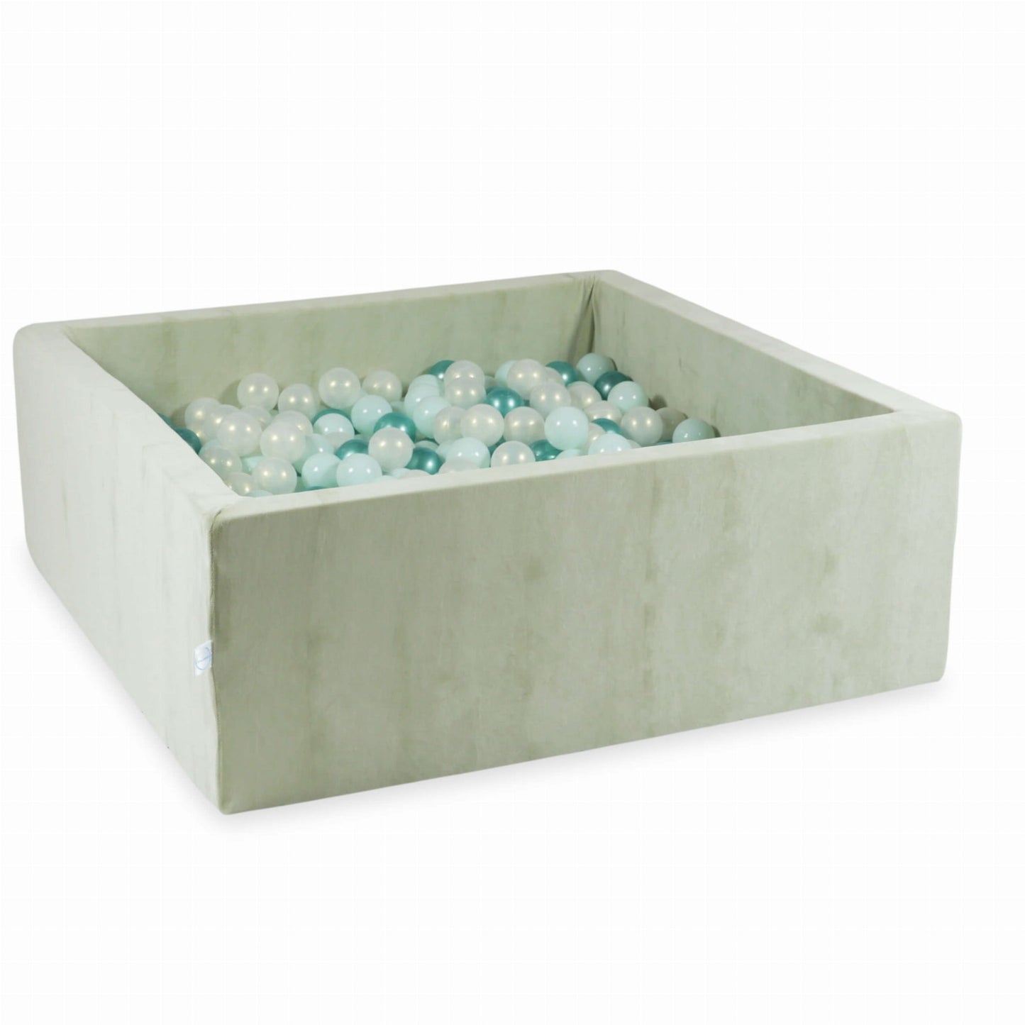 Piscine à balles 110x110x40 Velvet Soft Lightmint avec balles 600 pcs. (menthe clair, effet sirène, turquoise métallisé)