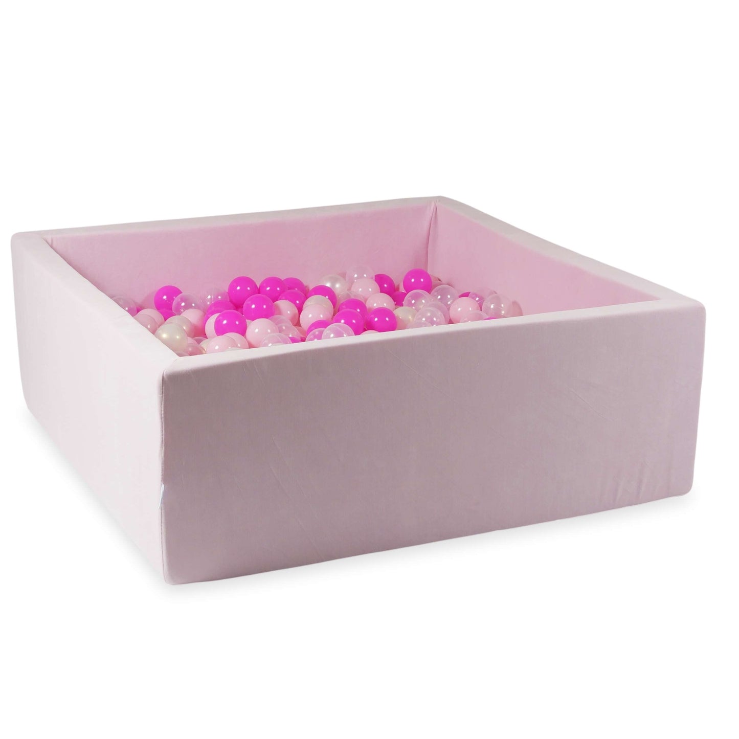 Piscine à Balles 110x110x40 Velvet Soft Rose Clair avec balles 600 pcs. (transparent, effet sirène, rose bébé, rose)