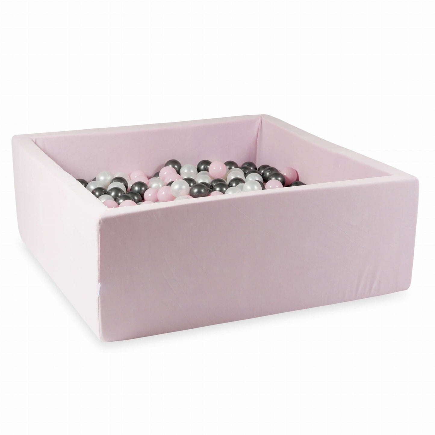 Piscine à Balles 110x110x40 Velvet Soft Rose Clair avec balles 600 pcs. (perle, rose bébé, graphite métallisé)