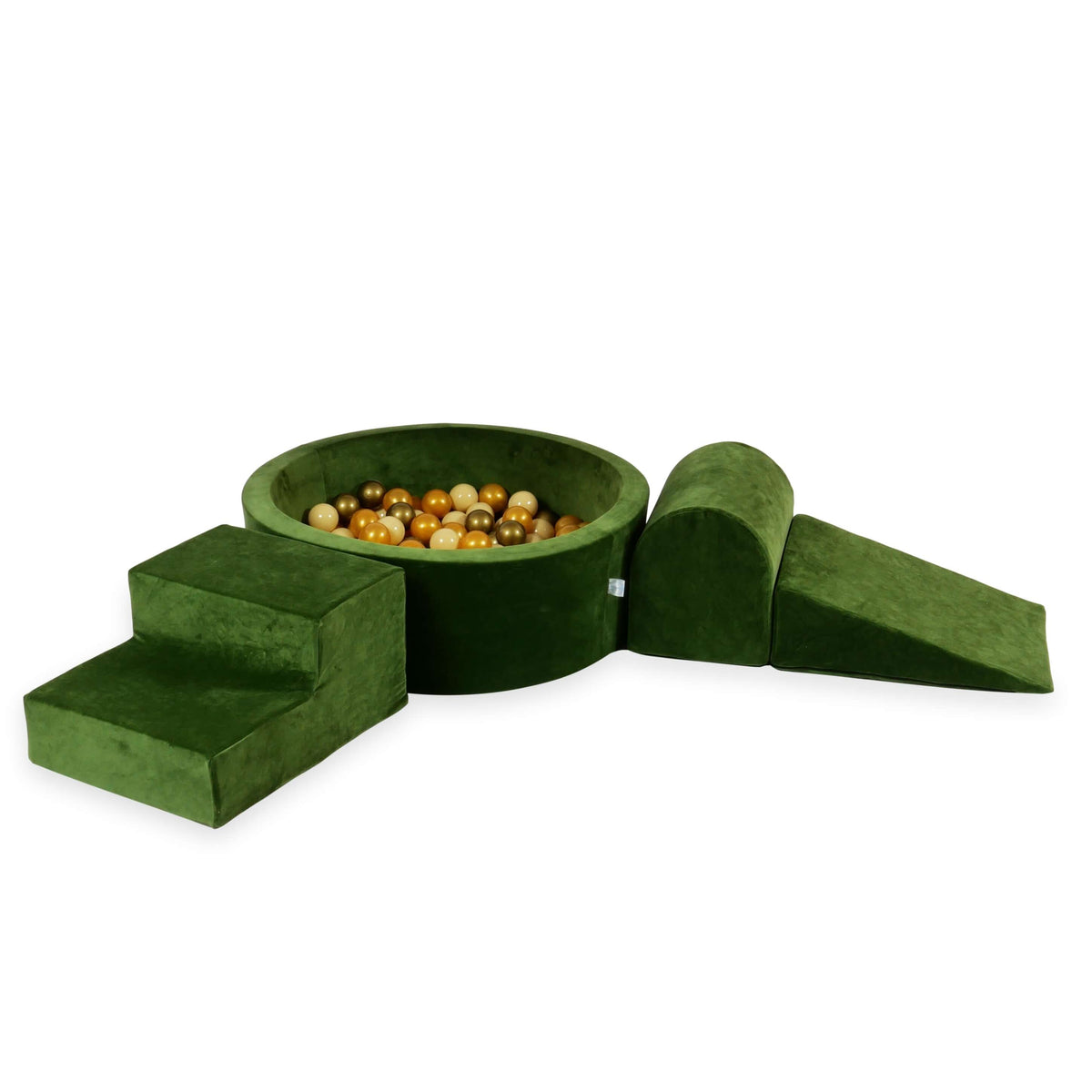 Jeux en mousse avec piscine ronde 90x30 Velvet Soft Olive + 200 balles (beige, doré, vieil or)