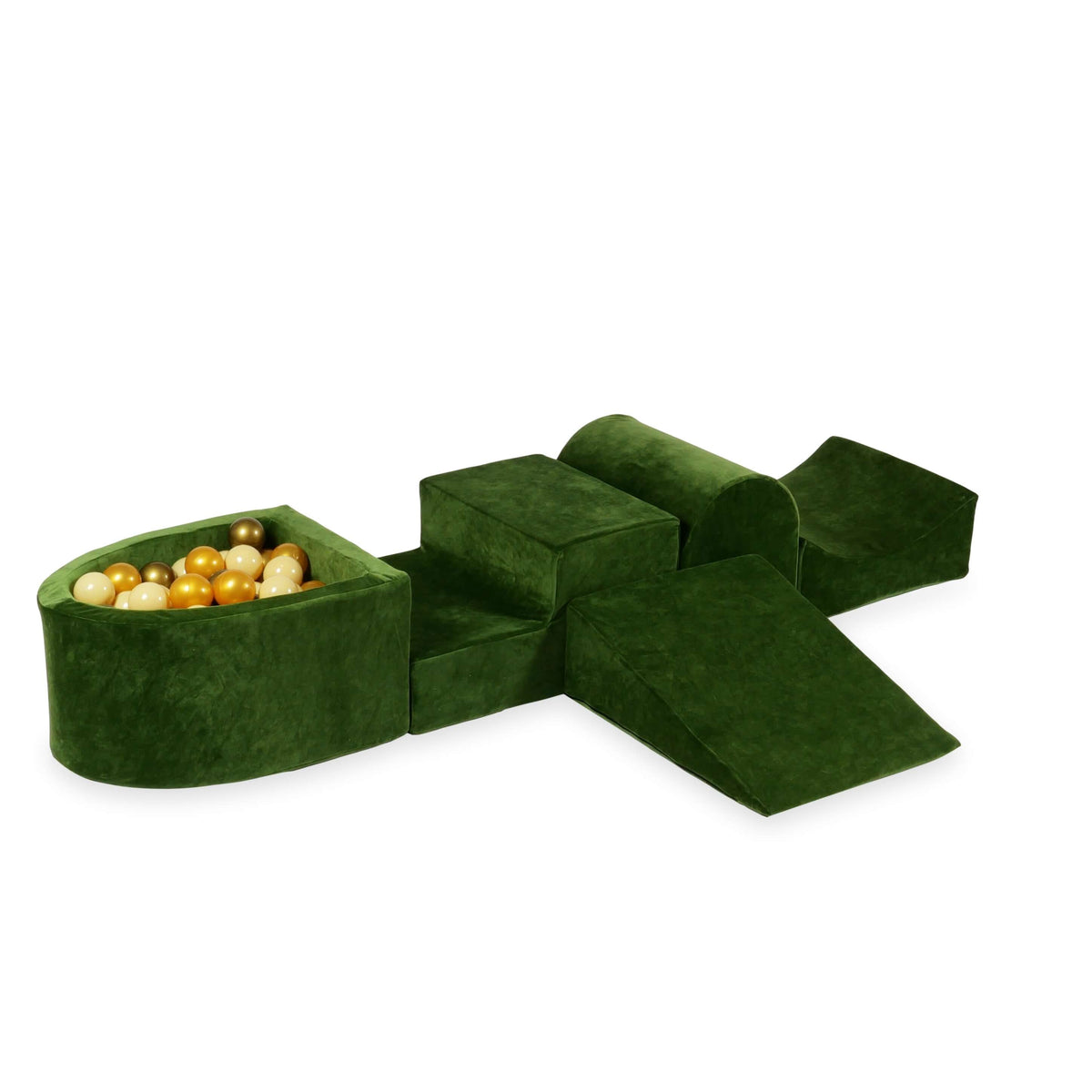 Coffret en mousse avec colline et micro-piscine Velvet Soft Olive + 100 balles (beige, doré, vieil or)