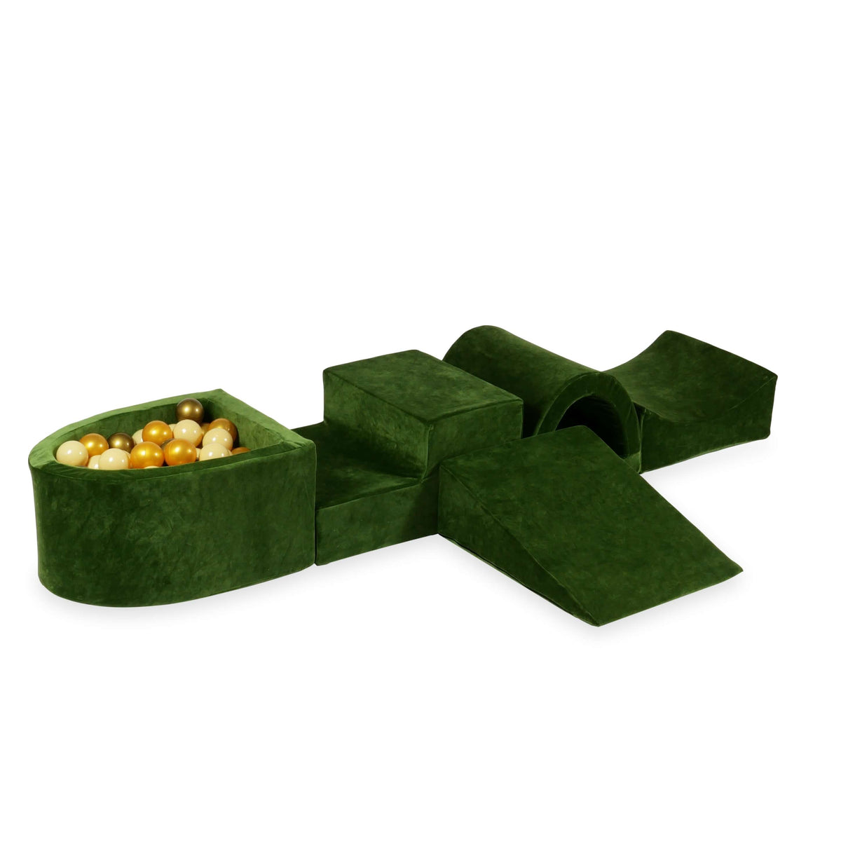 Coffret en mousse avec pont et micro-piscine Velvet Soft Olive + 100 balles (beige, or, vieil or)