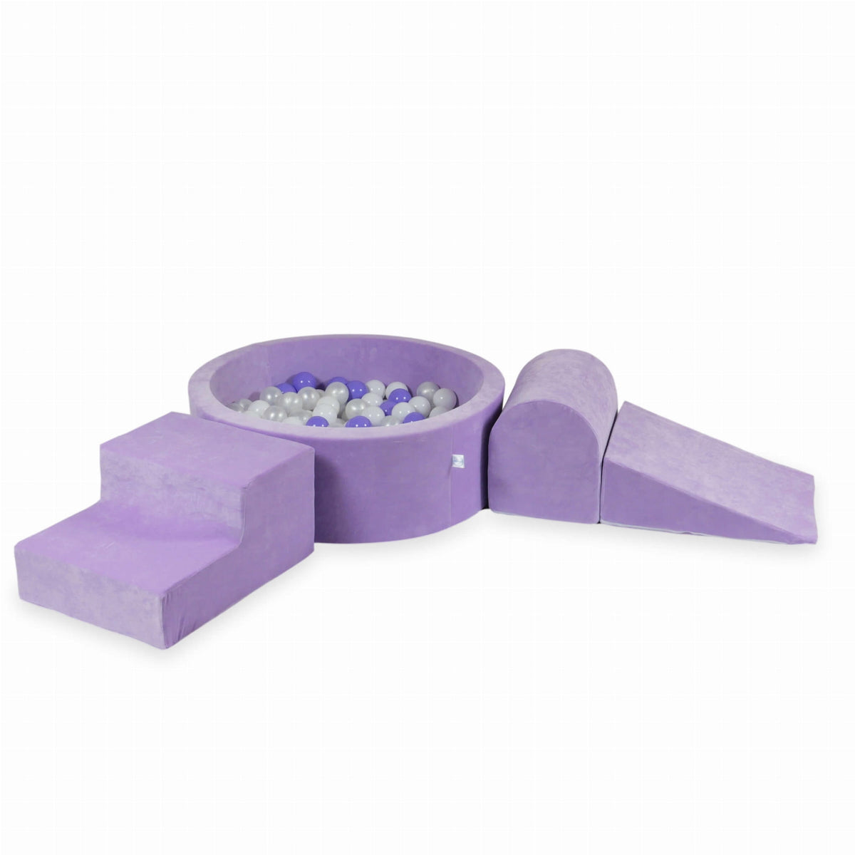 Ensemble de jeu en mousse avec piscine ronde 90x30 Velvet Soft Violet + 200 balles (blanc, perle, chiné)