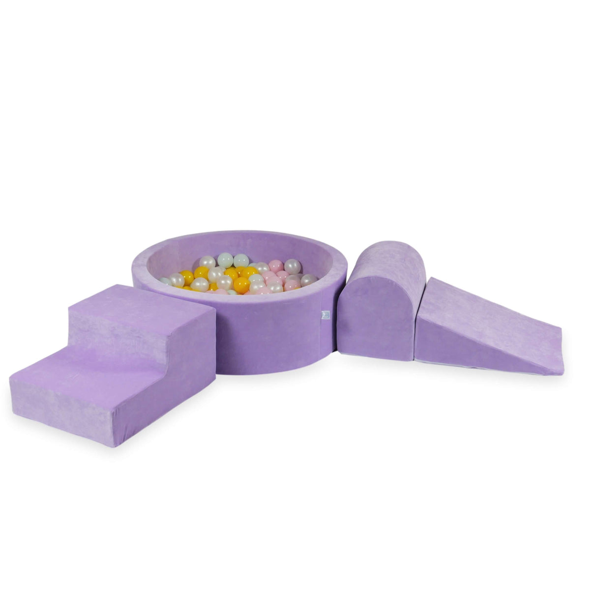 Ensemble de jeux en mousse avec piscine ronde 90x30 Velvet Soft Purple + 200 balles (perle, rose bébé, jaune, menthe clair)