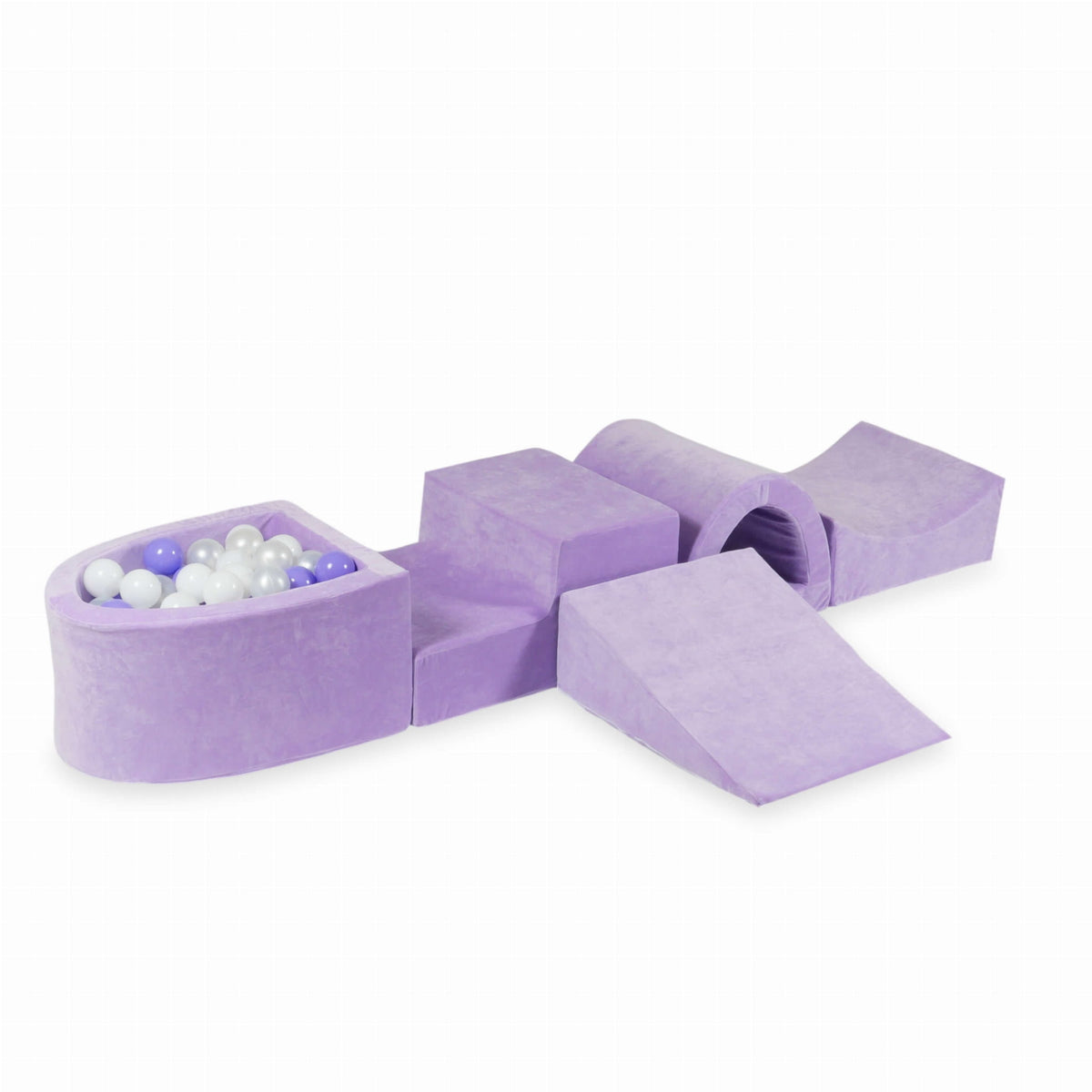 Coffret en mousse avec pont et micro piscine Velvet Soft Purple + 100 balles (blanc, perle, chiné)