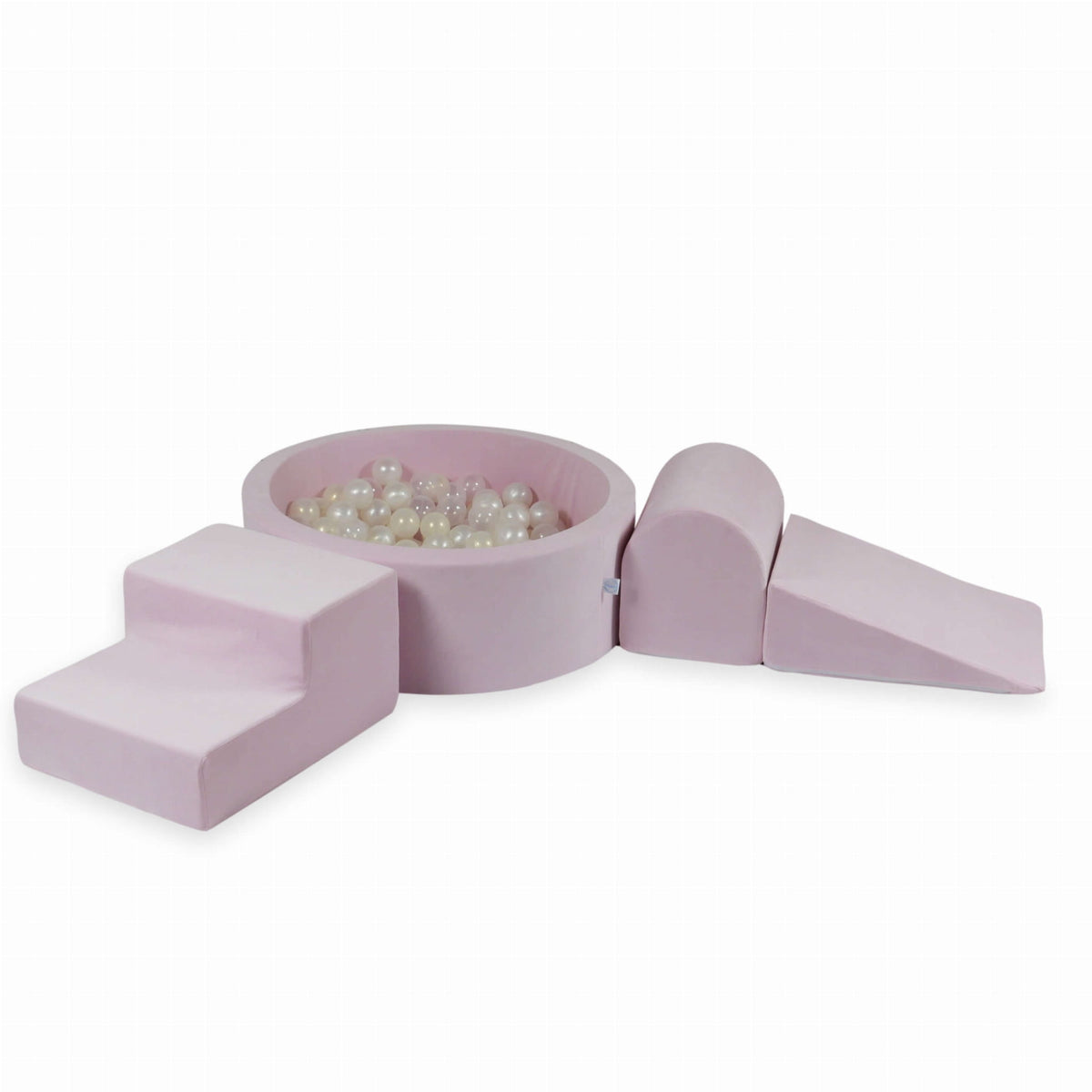 Ensemble de jeux en mousse avec piscine ronde 90x30 Velvet Soft Light Pink + 200 balles (transparentes, nacrées, effet sirène)