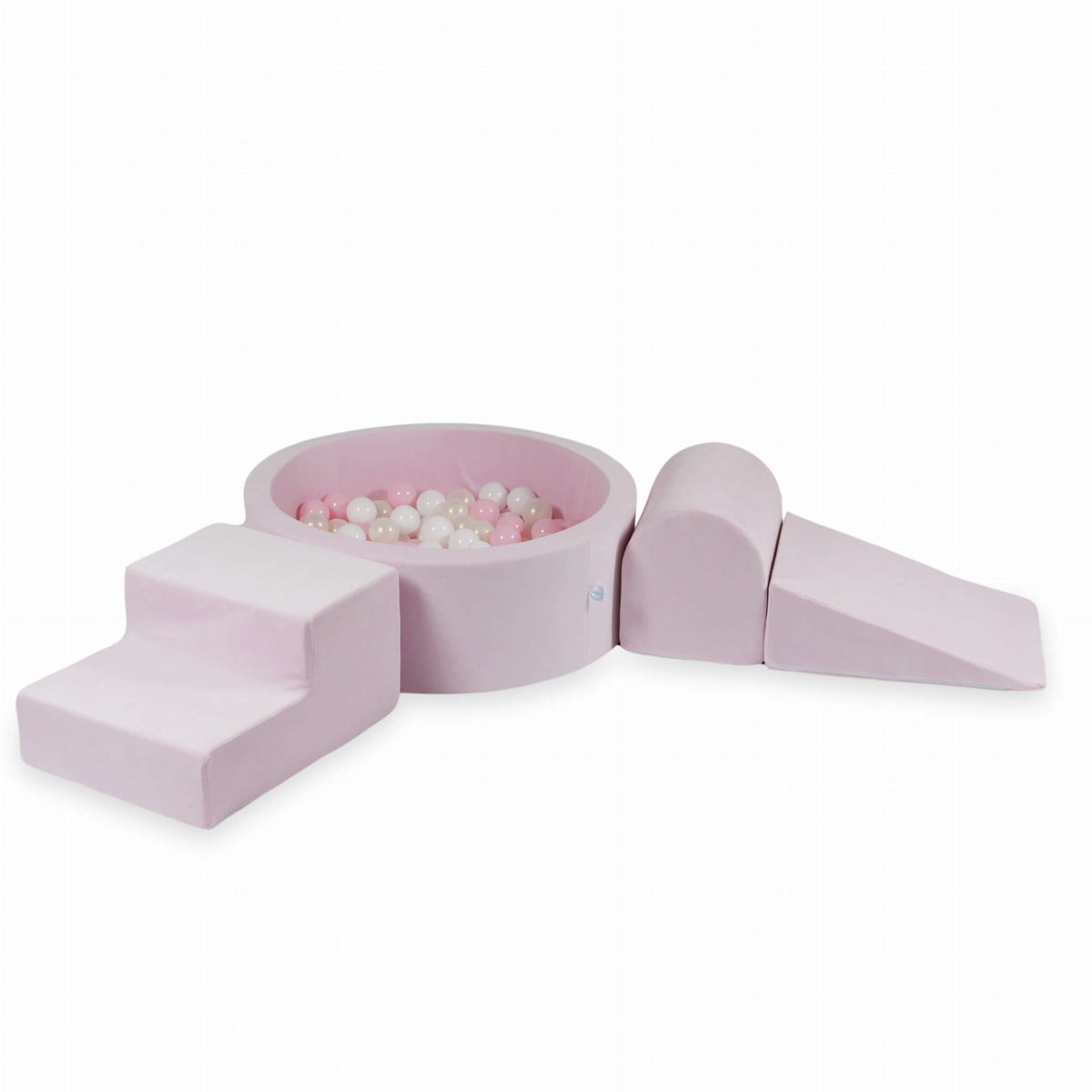 Ensemble de jeux en mousse avec piscine ronde 90x30 Velvet Soft Light Pink + 200 balles (blanc, rose bébé, effet sirène)