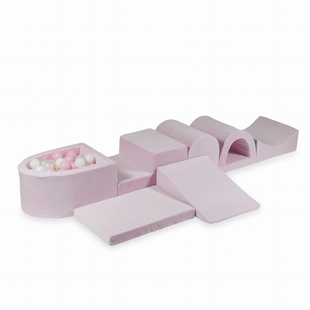 Aire de jeu en mousse avec micro piscine Velvet Soft Light Pink + 100 balles (blanc, rose bébé, effet sirène)