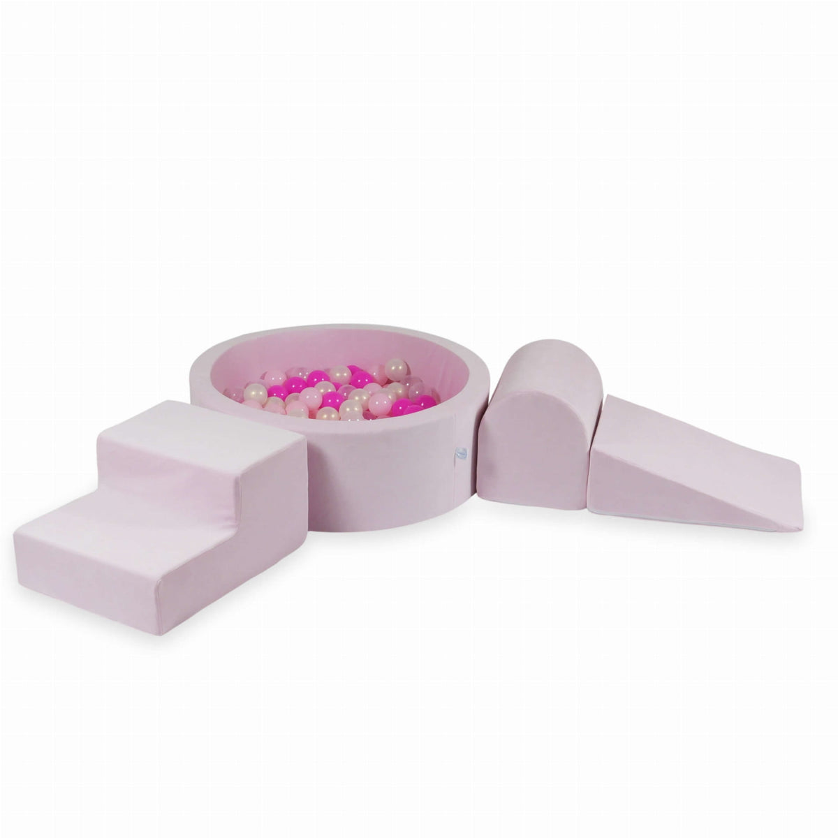 Jeu en mousse avec piscine ronde 90x30 Velvet Soft Light Pink + 200 balles (transparent, effet sirène, rose bébé, rose)