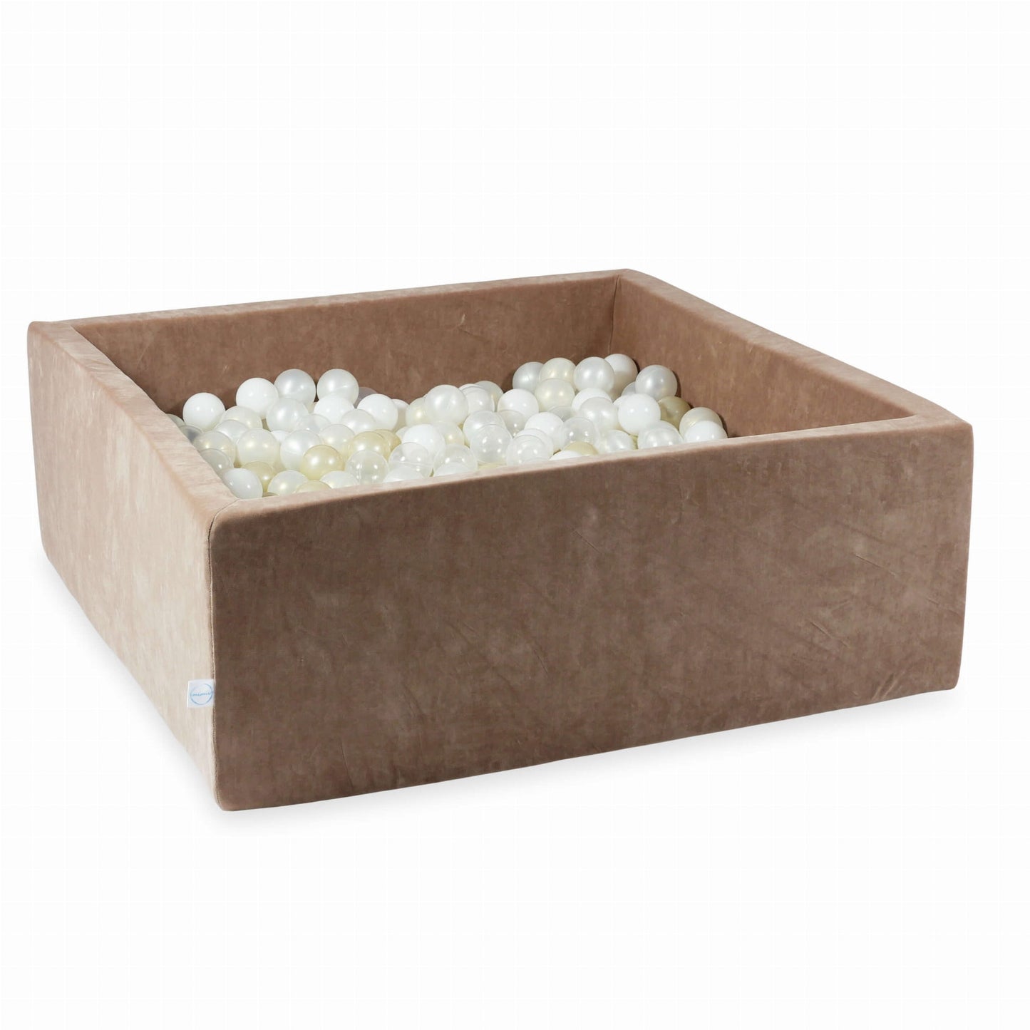 Piscine à Balles 110x110x40 Velvet Soft Beige Foncé avec balles 600 pcs. (transparent, blanc, nacré, doré clair, effet sirène)