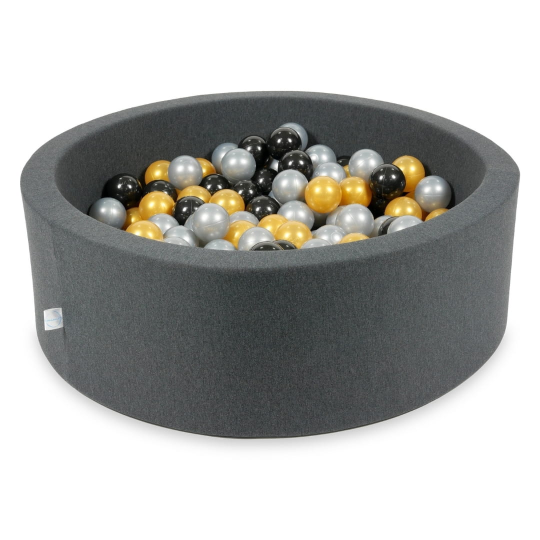 Piscine à Balles graphite 90x30 avec boules 200pcs (argent, or, noir)