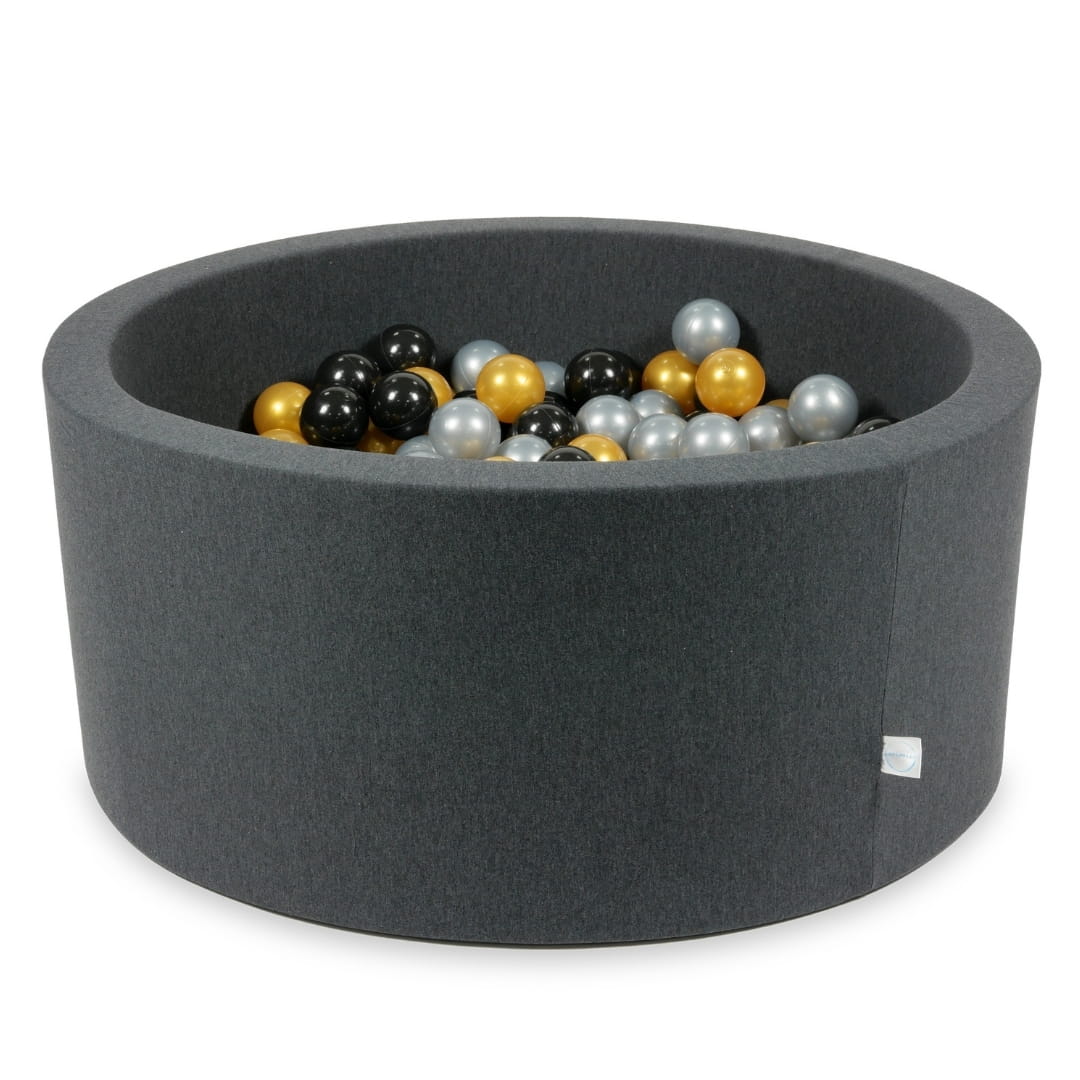 Piscine à Balles graphite 90x40 avec boules 300pcs (argent, or, noir)