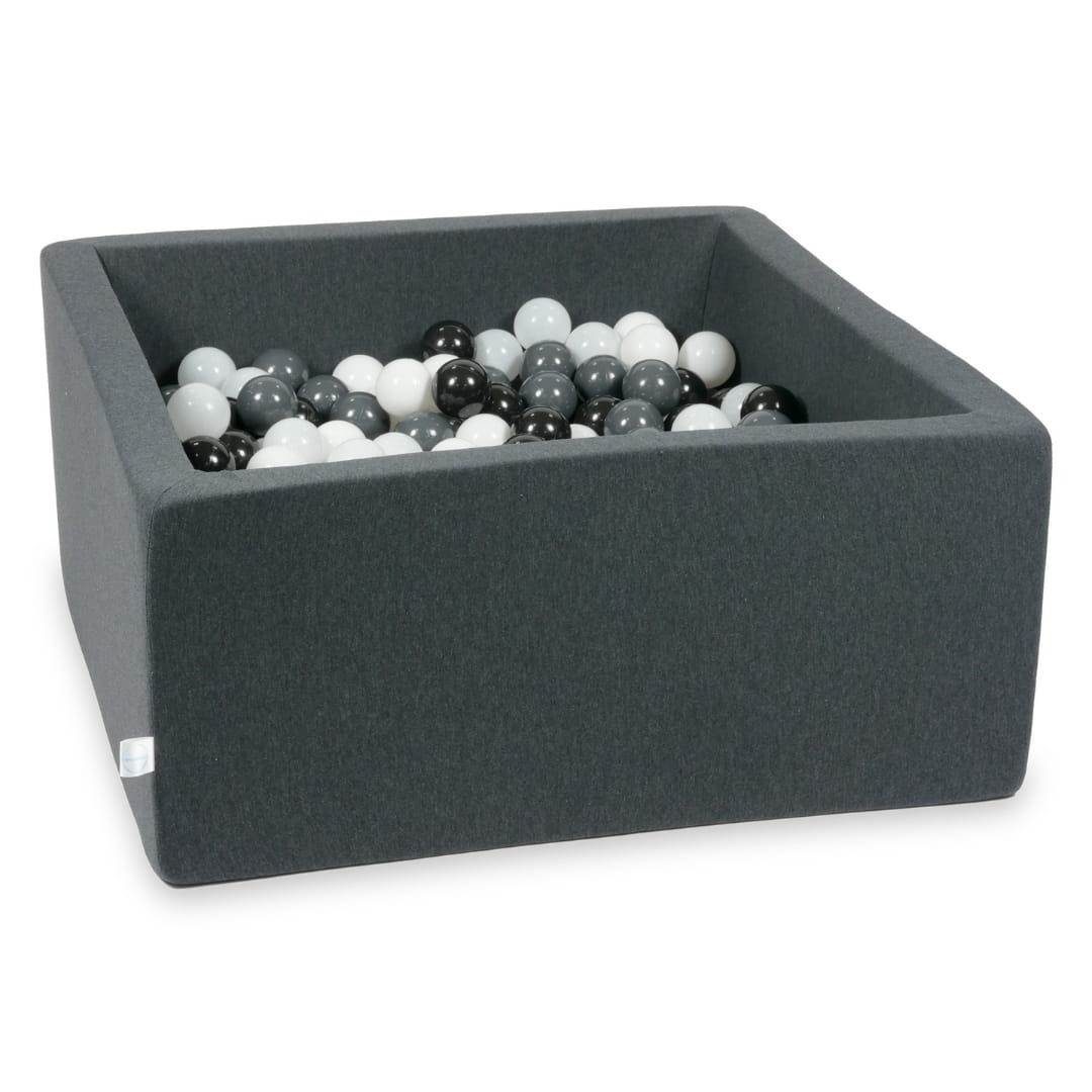 Piscine à Balles graphite 90x90x40 avec boules 400pcs (blanc, graphite, noir, blanc laineux)