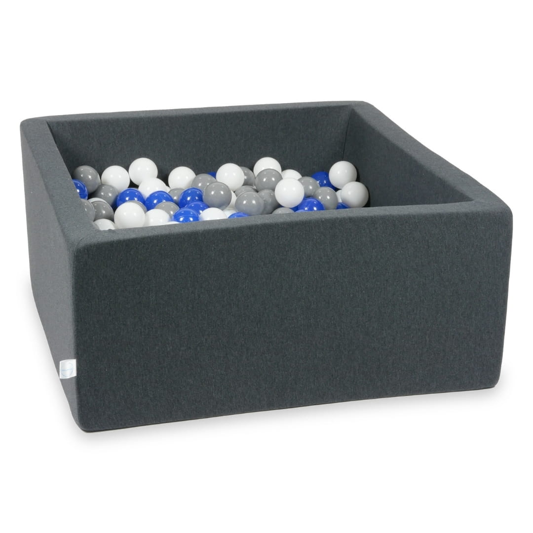 Piscine à Balles graphite 90x90x40 avec boules 400pcs (bleu, blanc, gris)