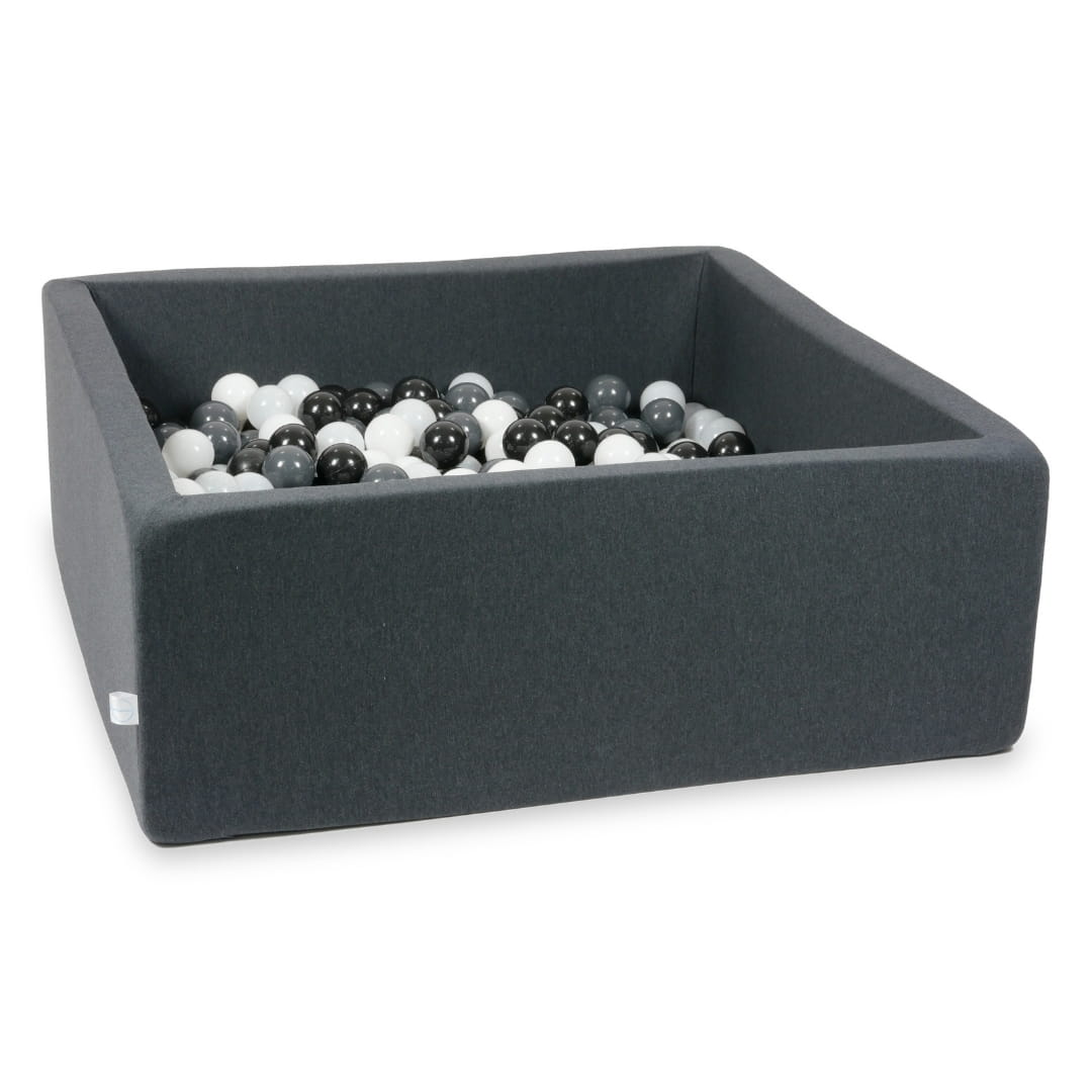 Piscine à Balles graphite 110x110x40 avec boules 600pcs (blanc, graphite, noir, blanc laineux)