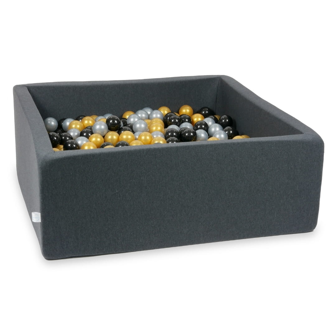 Piscine à Balles graphite 110x110x40 avec boules 600pcs (argent, or, noir)