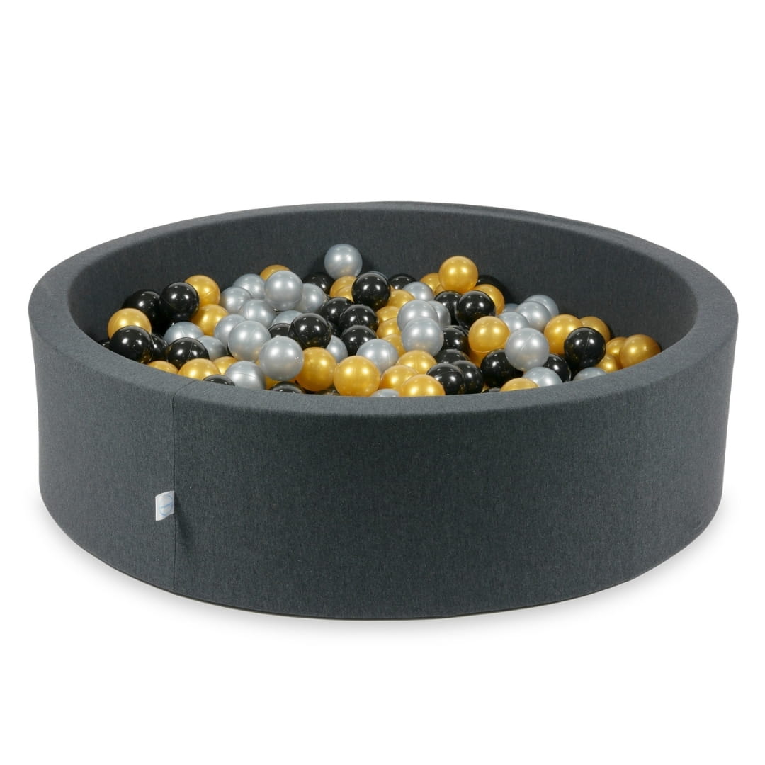 Piscine à Balles graphite 110x30 avec boules 400pcs (argent, or, noir)