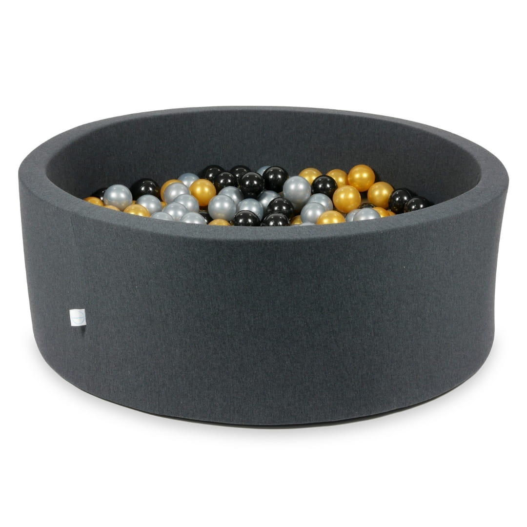 Piscine à Balles graphite 110x40 avec boules 500pcs (argent, or, noir)