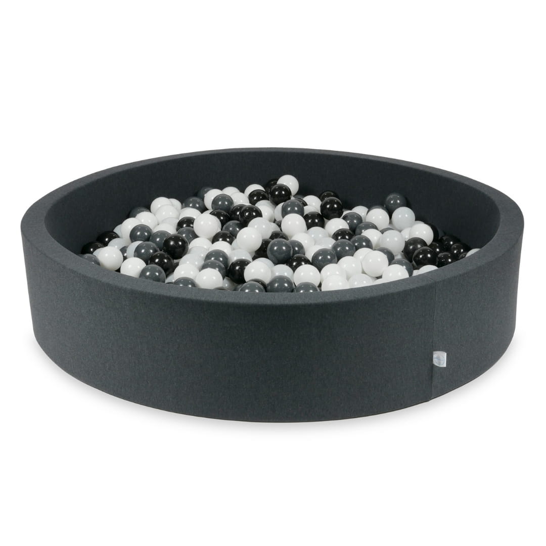Piscine à Balles graphite 130x30 avec boules 600pcs (blanc, graphite, noir, blanc laineux)