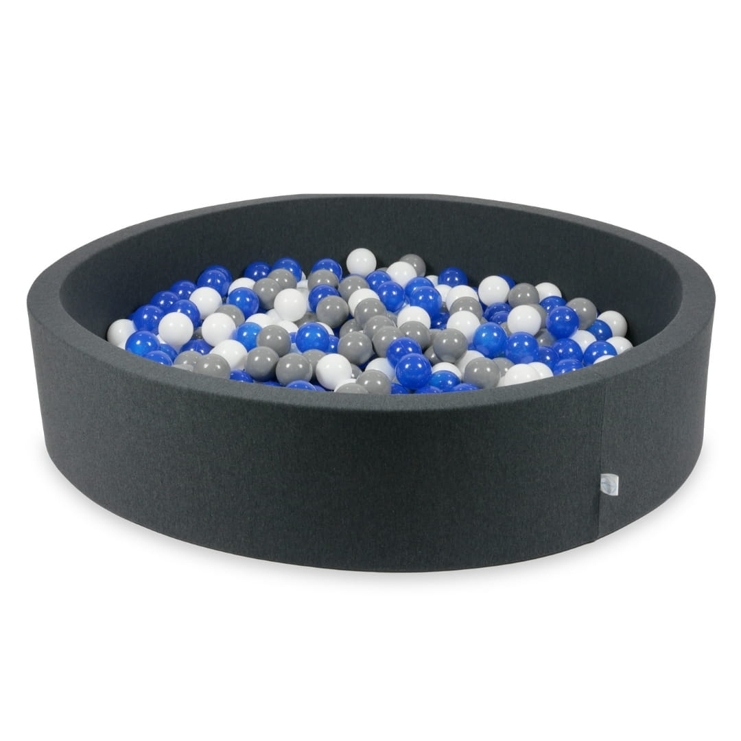 Piscine à Balles graphite 130x30 avec boules 600pcs (bleu, blanc, gris)