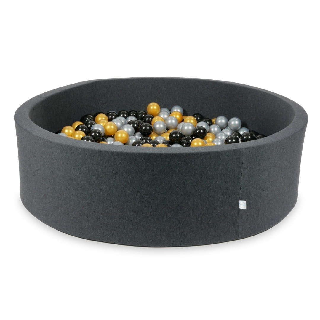 Piscine à Balles graphite 130x40 avec boules 700pcs (argent, or, noir)