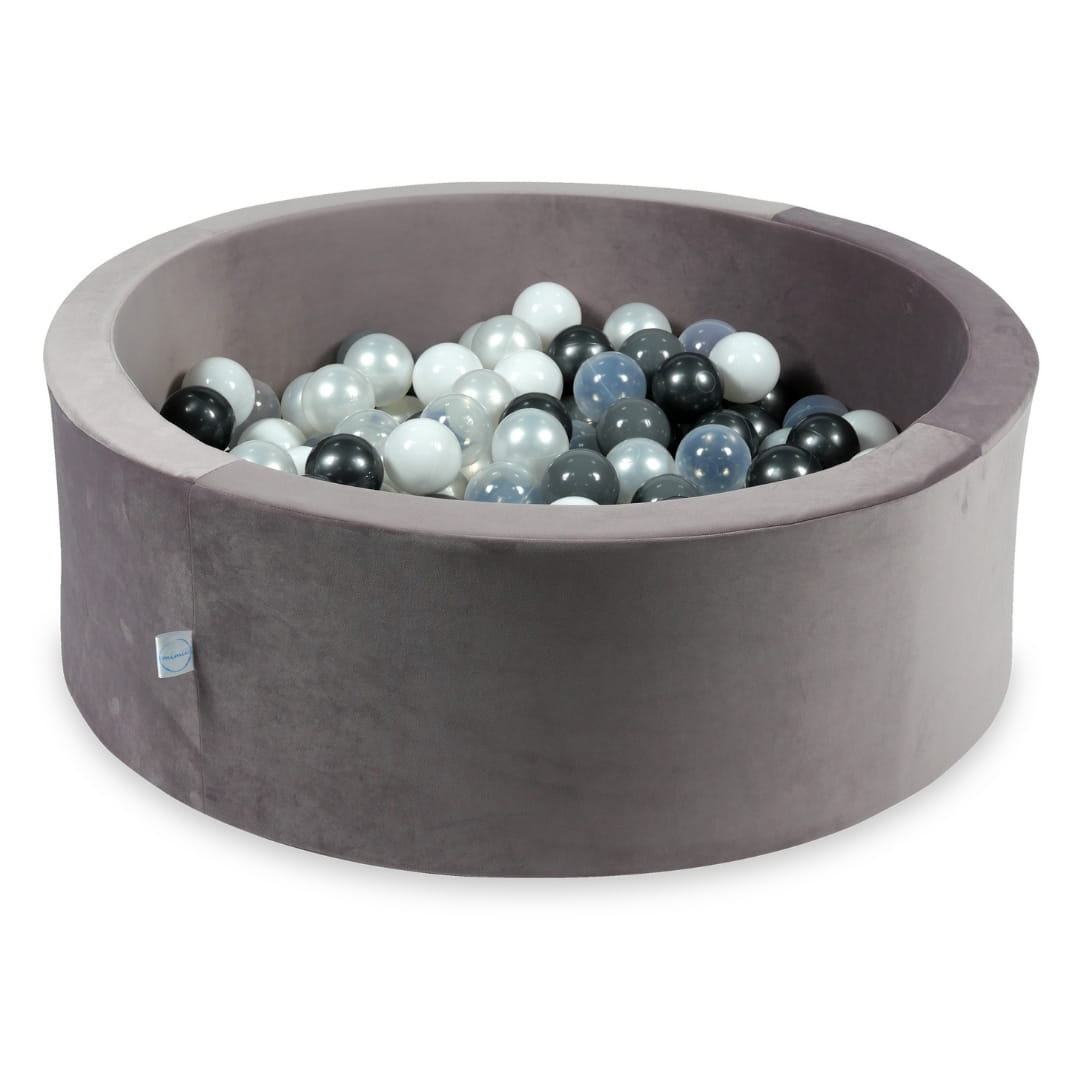 Piscine à Balles avec balles 200pcs 90x30 velours lilas (perle, gris, blanc, transparent, graphite métallisé)