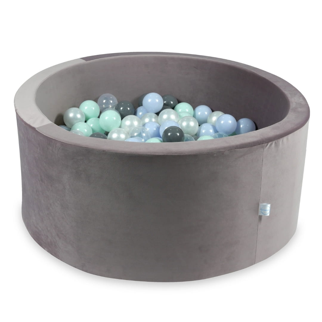 Piscine à Balles avec balles 300pcs 90x40 velours lilas (menthe clair, bleu bébé perle, gris, transparent, perle)
