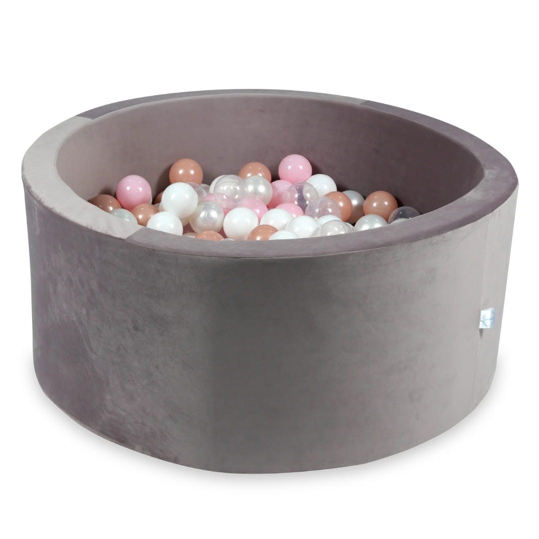 Piscine à Balles avec balles 300pcs 90x40 velours lilas (transparent, blanc, perle, rose bébé, or rose)