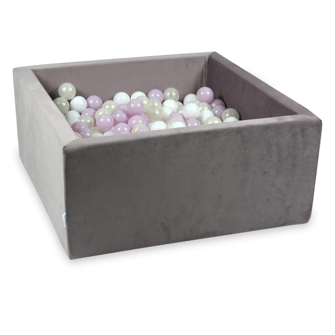 Piscine à Balles avec balles 400pcs 90x90x40 velours lilas (blanc, rose bébé perle, effet sirène)