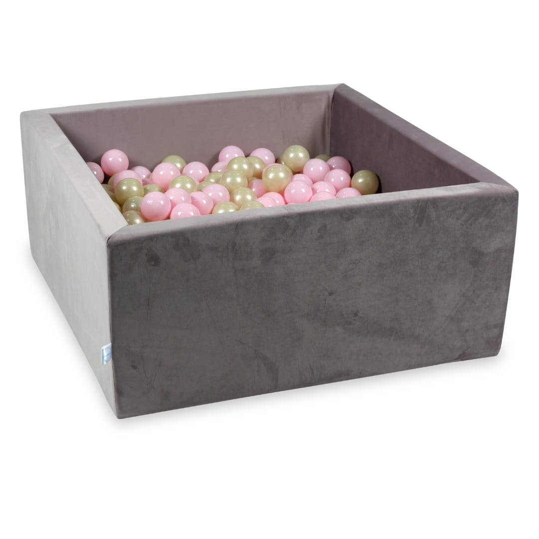 Piscine à balles avec balles 400pcs 90x90x40 velours lilas (or clair, rose bébé)