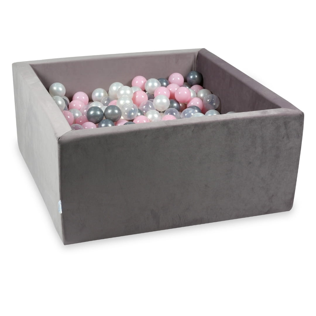 Piscine à Balles avec balles 400pcs 90x90x40 velours lilas (perle, transparent, argent, rose bébé)