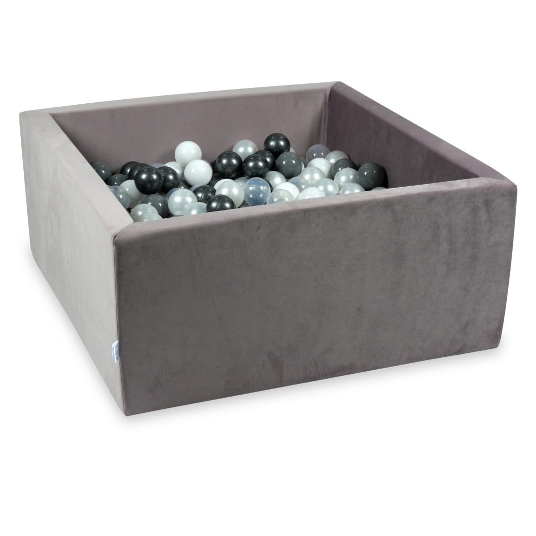 Piscine à Balles avec balles 400pcs 90x90x40 velours lilas (perle, gris, blanc, transparent, graphite métallique)