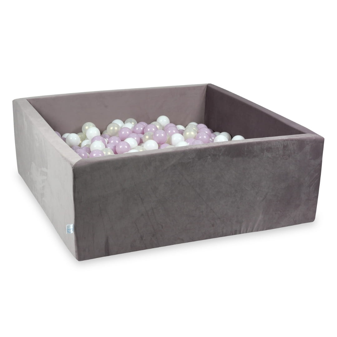 Piscine à Balles avec balles 600pcs 110x110x40 velours lilas (blanc, rose bébé perle, effet sirène)