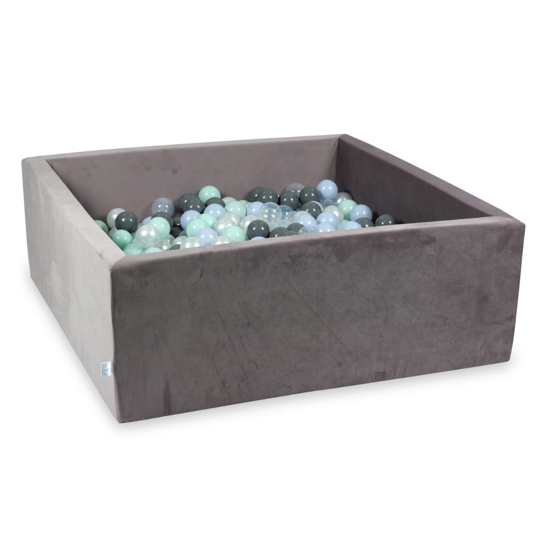 Piscine à Balles avec balles 600pcs 110x110x40 velours lilas (menthe clair, bleu bébé perle, gris, transparent, perle)