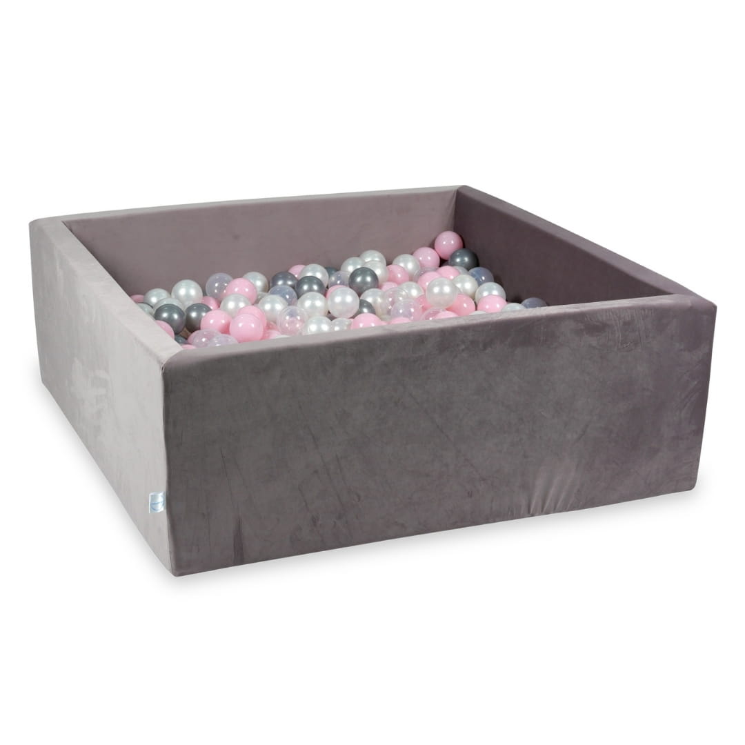 Piscine à Balles avec balles 600pcs 110x110x40 velours lilas (perle, transparent, argent, rose bébé)