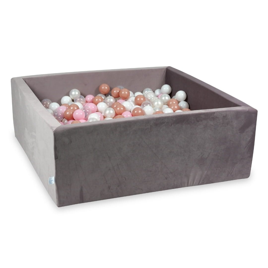Piscine à Balles avec balles 600pcs 110x110x40 velours lilas (transparent, blanc, perle, rose bébé, or rose)