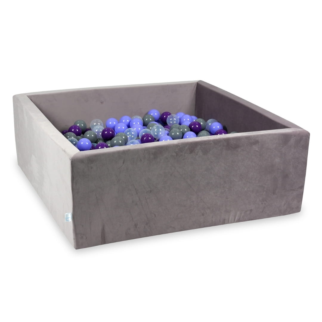 Piscine à Balles avec balles 600pcs 110x110x40 velours lilas (transparent, chiné, violet, gris)