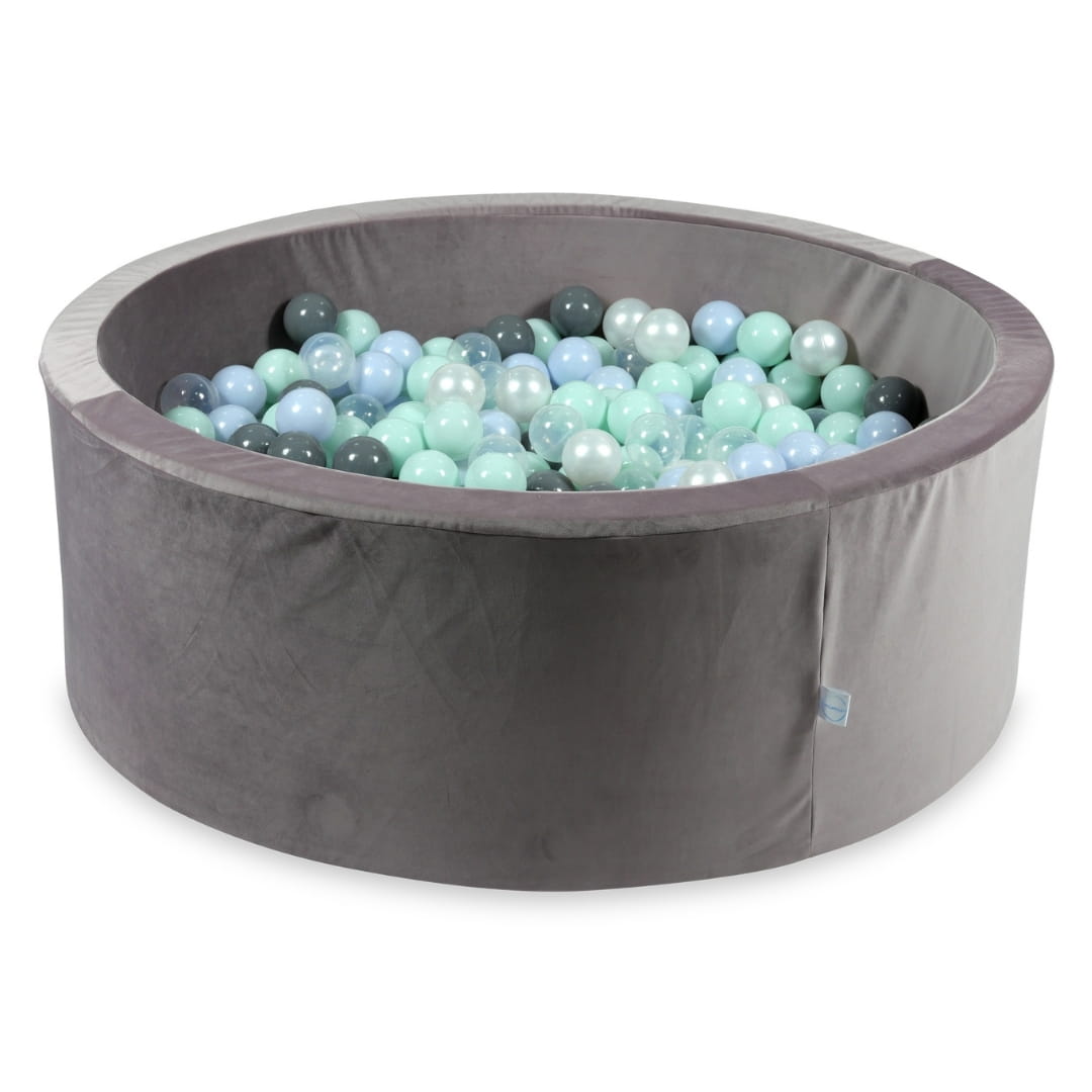Piscine à Balles avec balles 500pcs 110x40 velours lilas (menthe clair, bleu bébé perle, gris, transparent, perle)