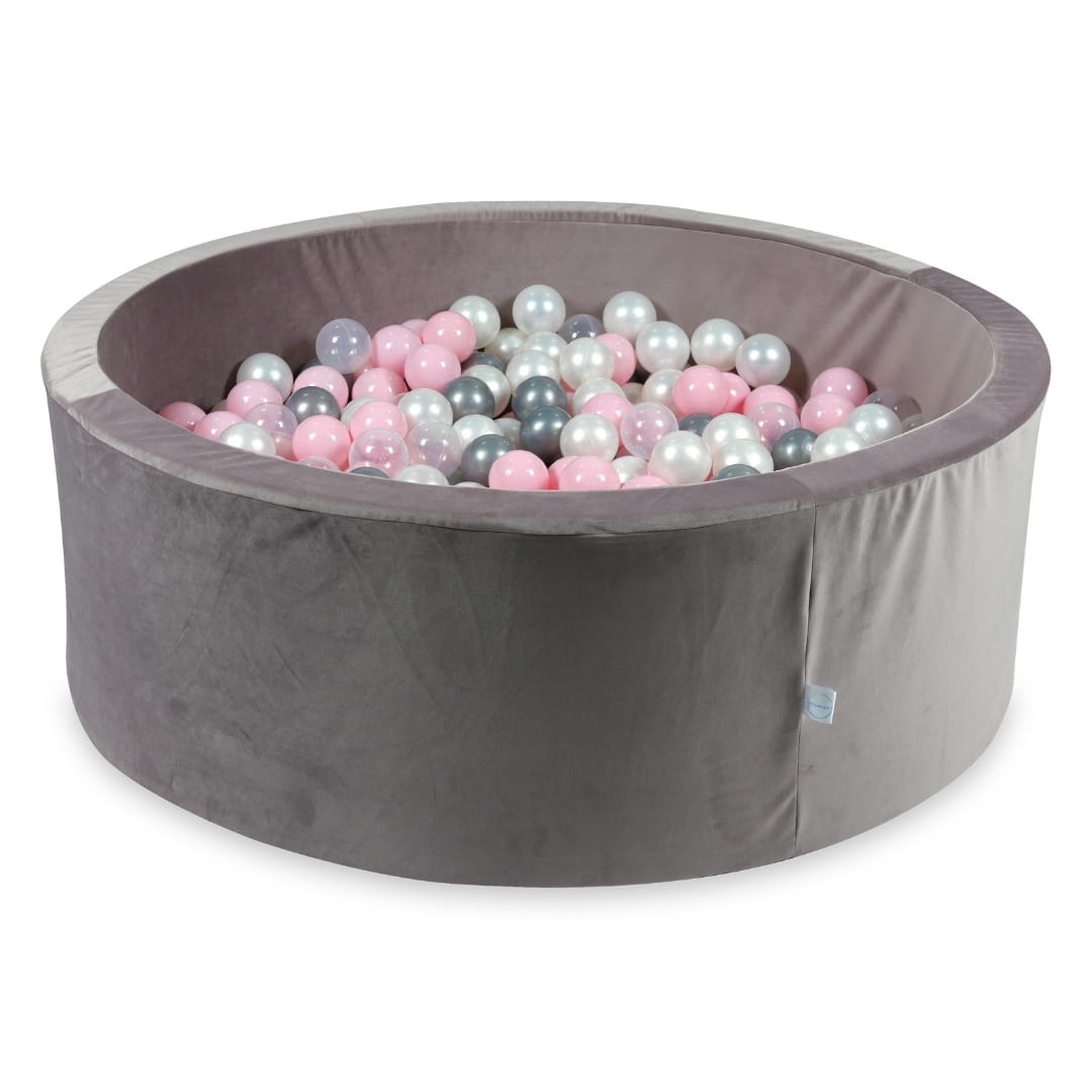 Piscine à Balles avec balles 500pcs 110x40 velours lilas (perle, transparent, argent, rose bébé)
